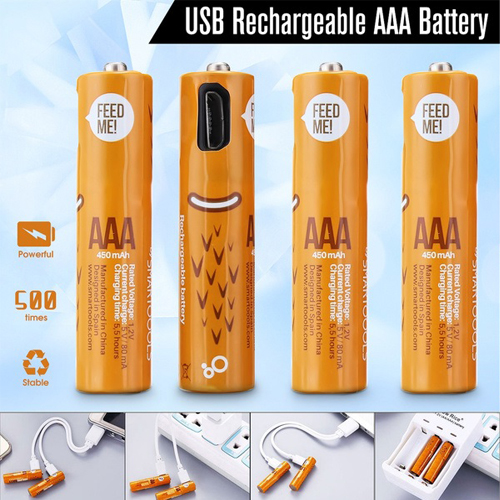 Smartoools micro usb rechargeable battery AAA 450mah